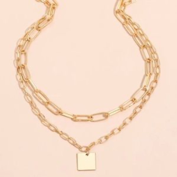 Modern Gold Layered Paperclip Necklace - Picture 3 of 5